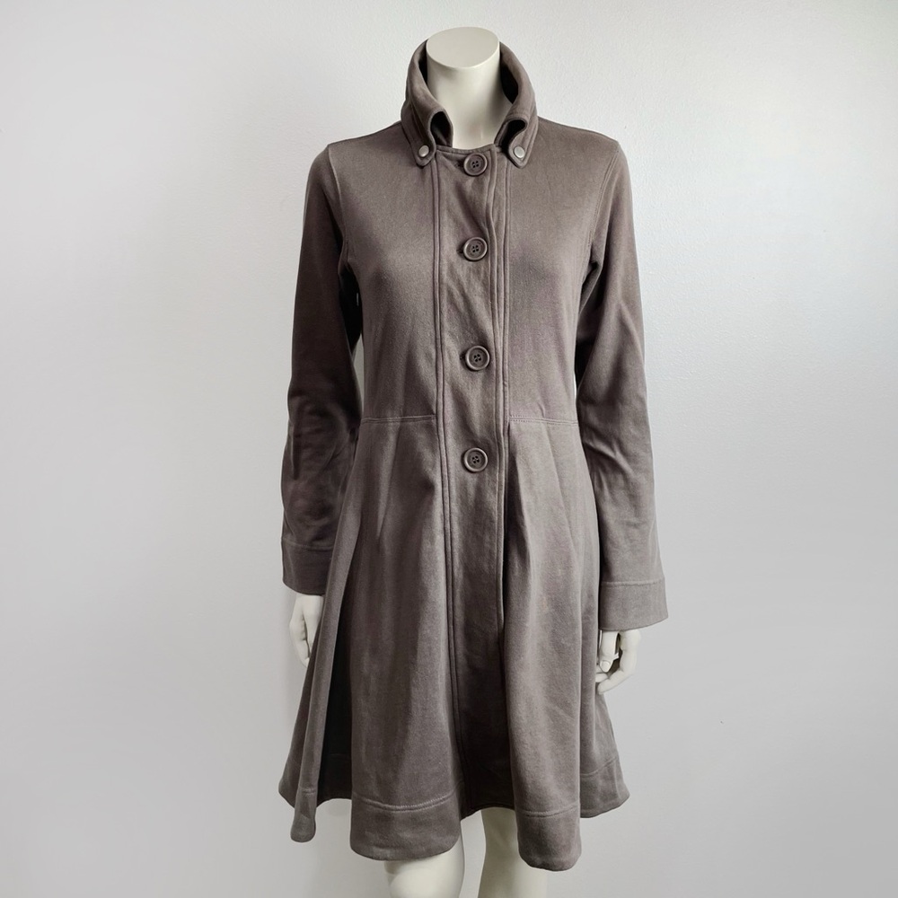 For Joseph Cotton Pea Coat Fitted Waist Pleated Size Small